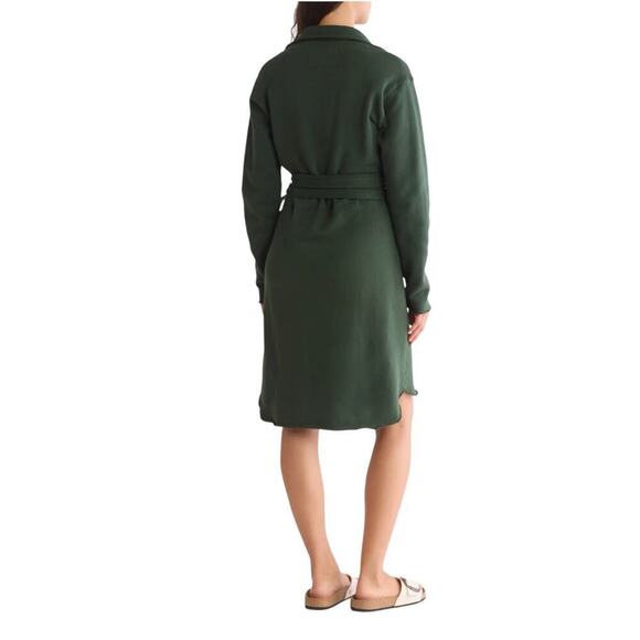 Frank & Eileen Willa Long Sleeve Triple Fleece Wrap Dress In Evergreen Small - Picture 9 of 16